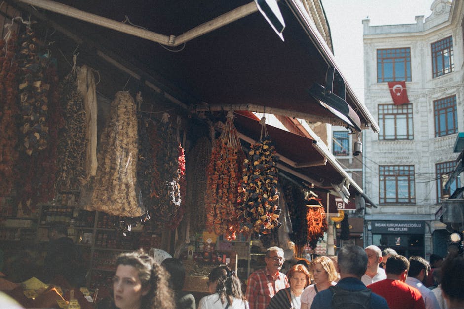 İstanbul'daki pazar tezgahları ve sokak yemekleri