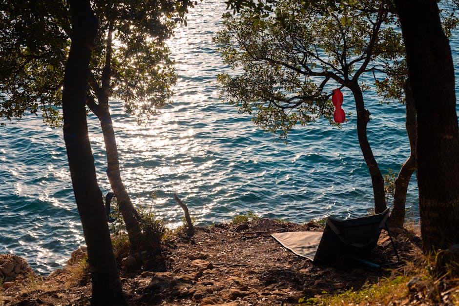Göl kenarında kamp yapan gezginler ve gün batımı manzarası