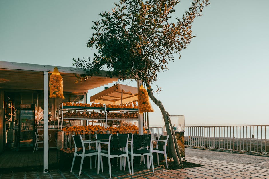 Kıbrıs sahilinde pazaryeri ve deniz manzarası fotoğrafı