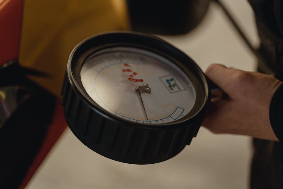 Lastik basıncı ölçen yakın çekim