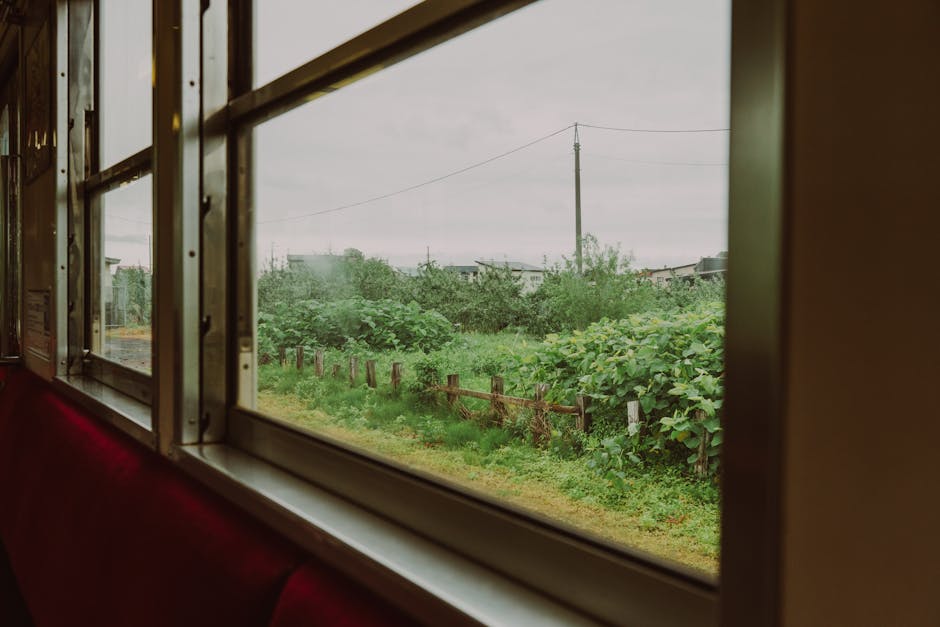İstanbul'dan Avrupa'ya köy konaklamalı doğa yolculuğu için tren penceresinden kırsal manzara