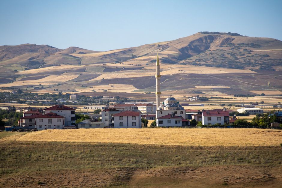 Doğu Anadolu köyü ve dağ manzarası
